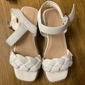 Elegant White Braided Heels